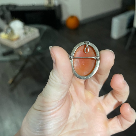 Cameo stamped 800 vintage brooch or pendant - Picture 3 of 6